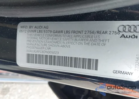 2013 Audi A6 3.0T Premium из США, поврежденный, VIN WAUJGAFC6DN005023